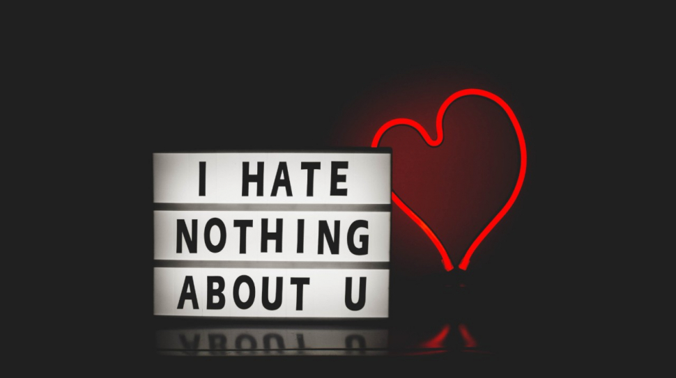 Sign saying "I hate nothing about you."
